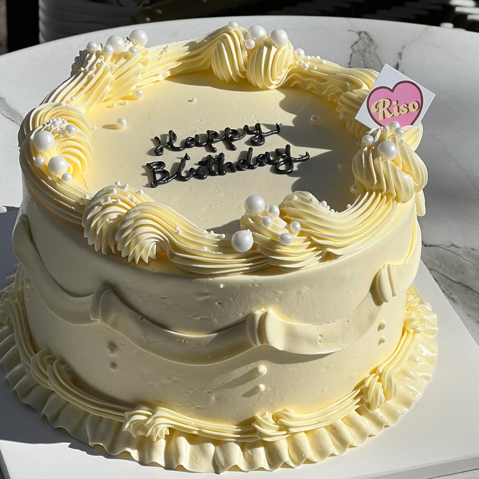 [Gender Reveal] Lacey Pearl Cake (Round/Heart) - Image 2