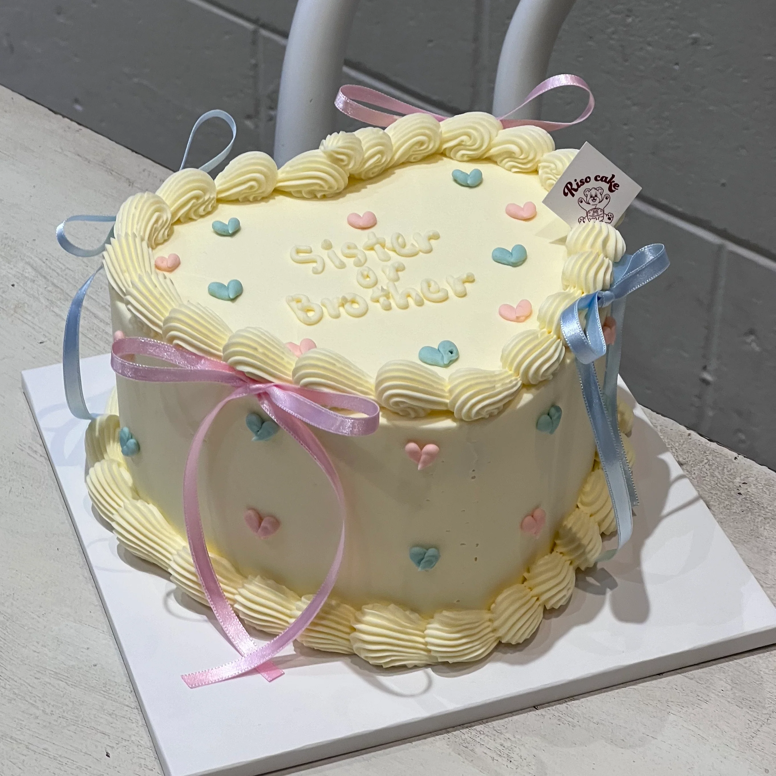 [Gender Reveal] Sister or Brother Cake (Round/Heart)