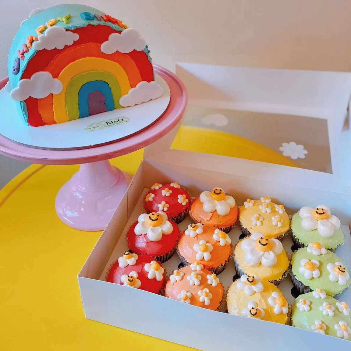 Rainbow Daisy Cupcake - Image 5